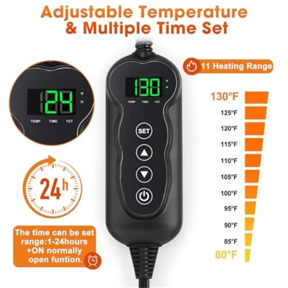 Heated Cat Bed Electric Heating Pad Waterproof Adjustable Timer Auto Shut Off